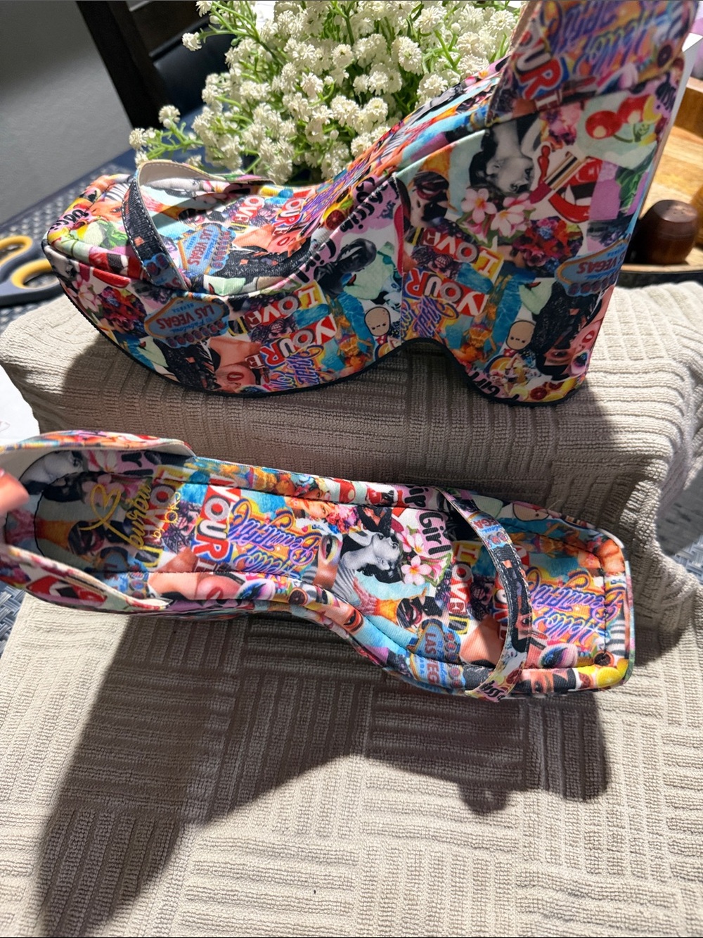 Multicolor Graphic Platform Sandals - Women